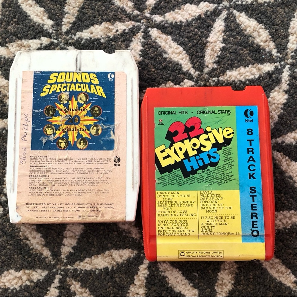 70's K-Tel "Sounds Spectacular" and "22 Explosive Hits" 8-Track Tapes